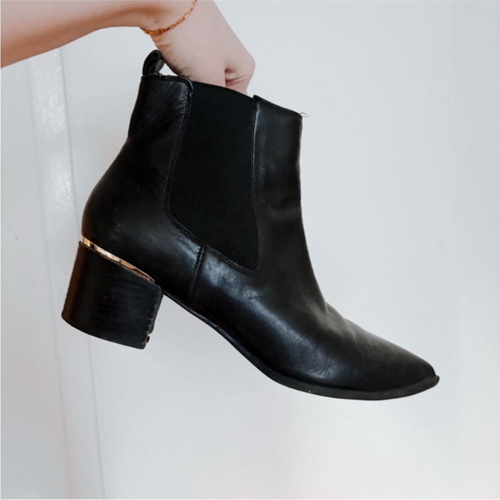 Nine West Black Ankle Booties with Gold Accent